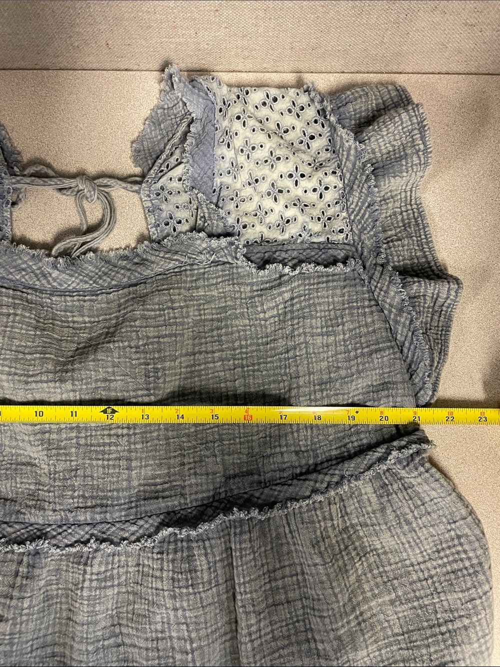 Maurices Pale Blue Eyelet Ruffle Peasant Top - Picture 5 of 7
